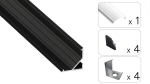 TEKKNI ARRE Set, black, transparent cover, 2.02 m