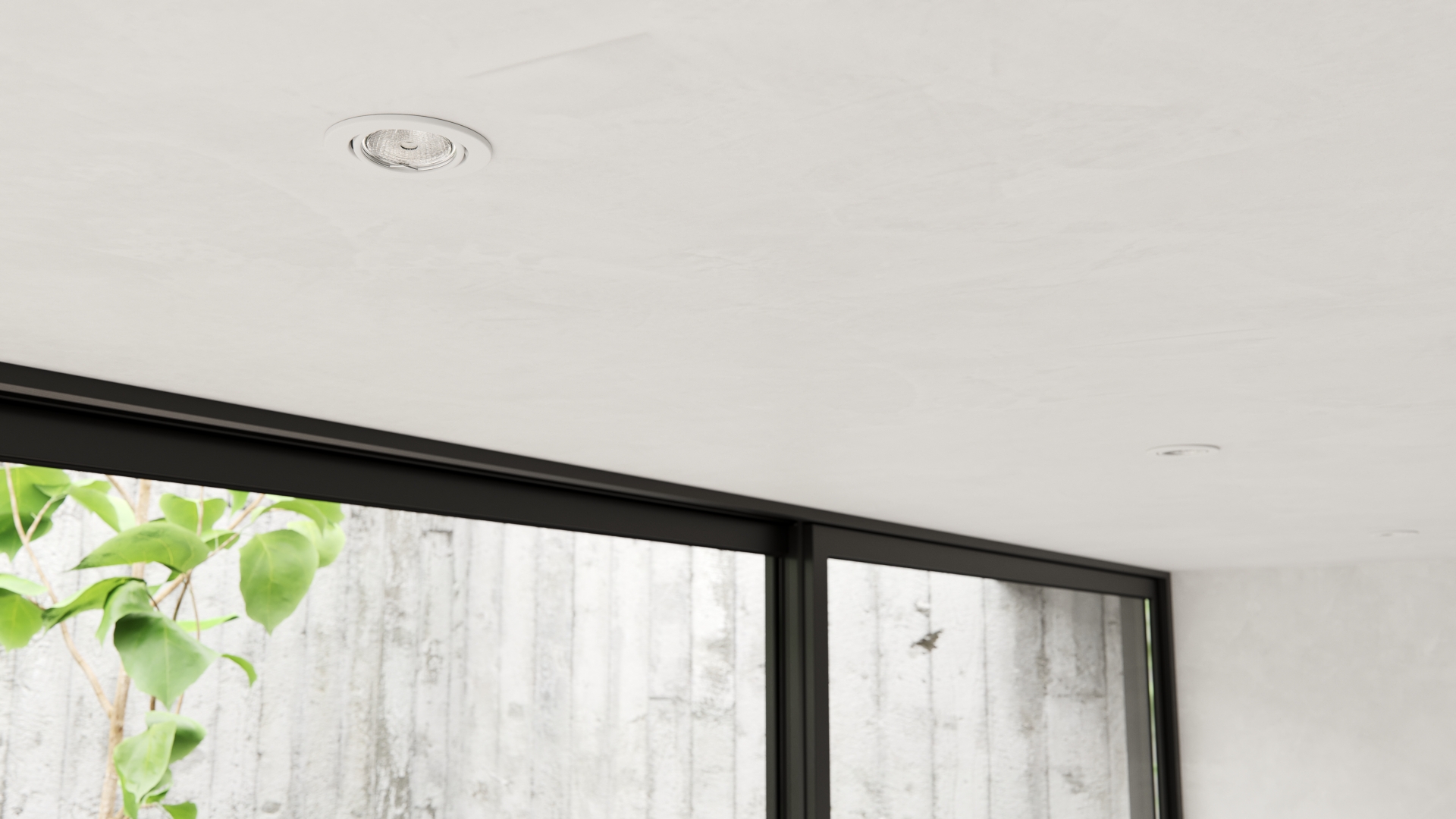 White ceiling fixtures in the bathroom